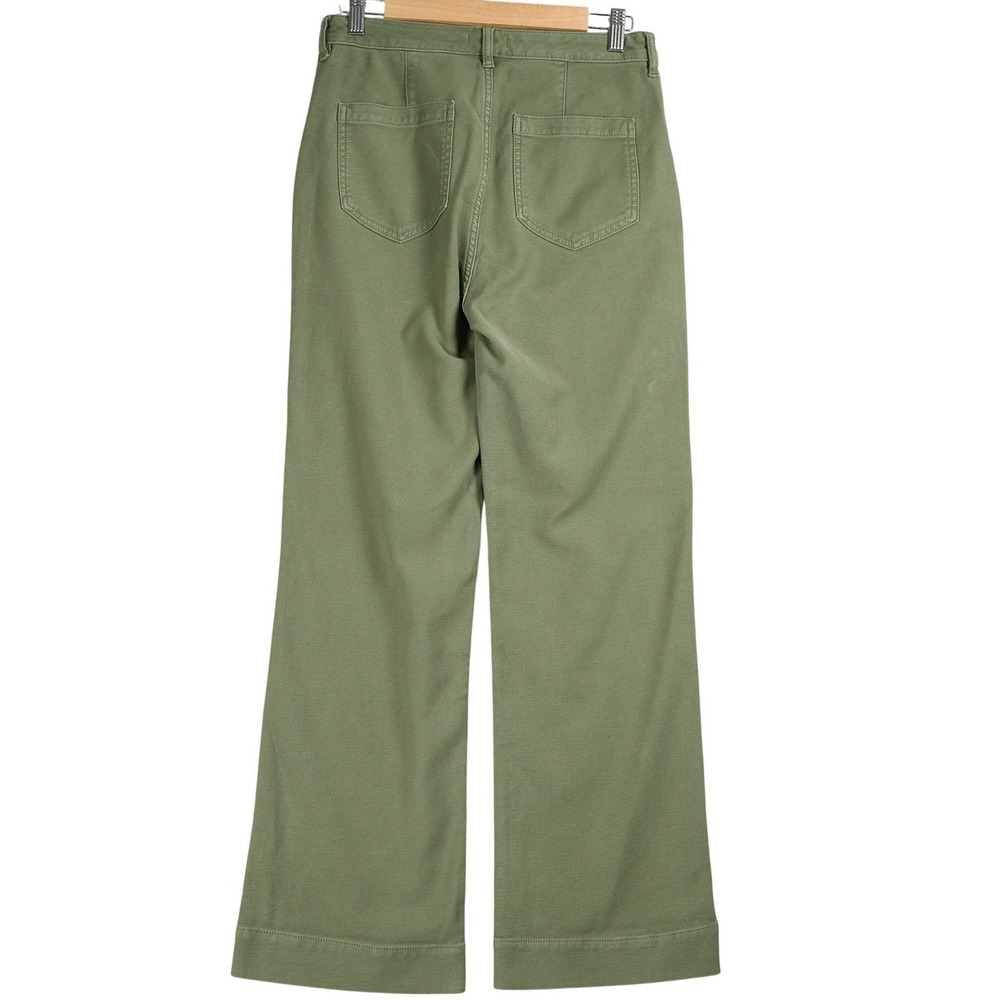 Quince Womens Olive Green Wide Leg Utility Pants High Rise Cotton Blend Size 8 - Picture 2 of 8
